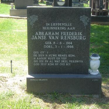 RENSBURG Abraham Frederik, Janse van 1914-1998