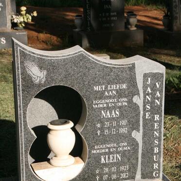 RENSBURG Naas, Janse van 1917-1992 & Klein 1923-2012