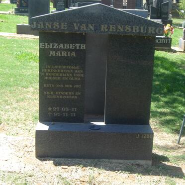 RENSBURG Elizabeth Maria, Janse van 1927-1997