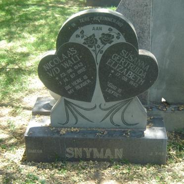 SNYMAN Nicolaas v.d. Walt 1943-1992 &amp; Susanna Gertruida Elizabeth 1947-