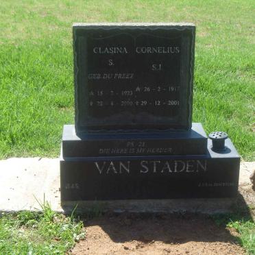 STADEN Cornelius S.J. 1917-2001 &amp; Classina S. DU PREEZ 1923-2000