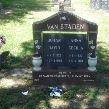 STADEN Johan David, van 1929-1999 &amp; Anna Cecilia 1933-1999
