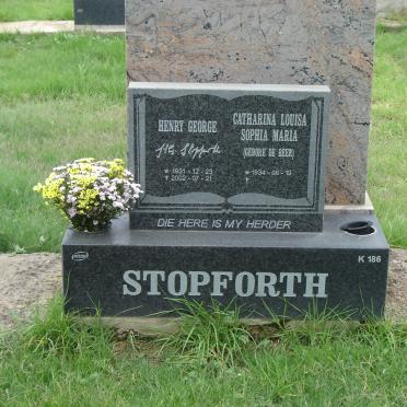 STOPFORTH Henry George 1931-2002 &amp; Catharina Louisa Sophia Maria DE BEER 1934-