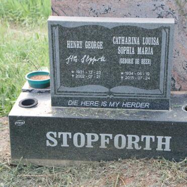 STOPFORTH Henry George 1931-2002 & Catharina Louisa Sophia Maria DE BEER 1934-2015