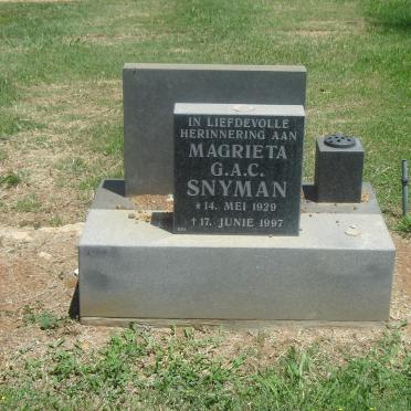 SNYMAN Magrieta G.A.C. 1929-1997