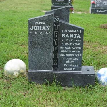 STRYDOM Johan 1942-  &amp; Santa 1951-2007