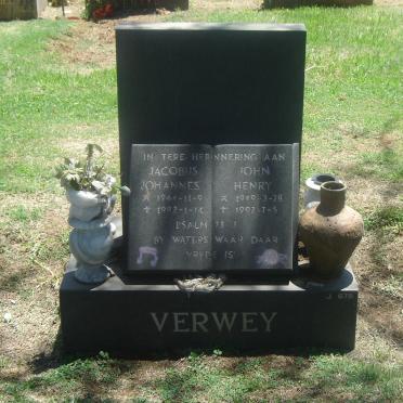 VERWEY Jacobus Johannes 194?-1992 :: VERWEY John Henry 1949-1992