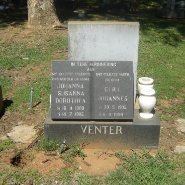 VENTER Gert Johannes 1905-1998 &amp; Johanna Susanna Dorothea 1909-1985