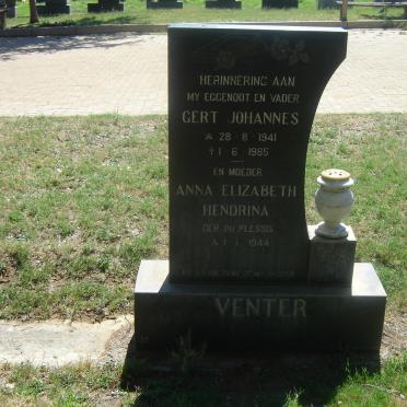 VENTER Gert Johannes 1941-1985 &amp; Anna Elizabeth Hendrina DU PLESSIS 1944-