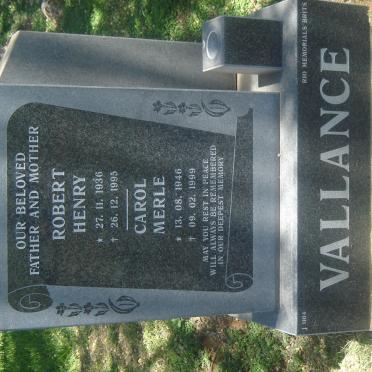 VALLANCE Robert Henry 1936-1995 &amp; Carole Merle 1946-1999