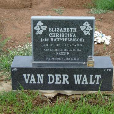 WALT Elizabeth Christina, van der nee HAUPTFLEISCH 1921-2008