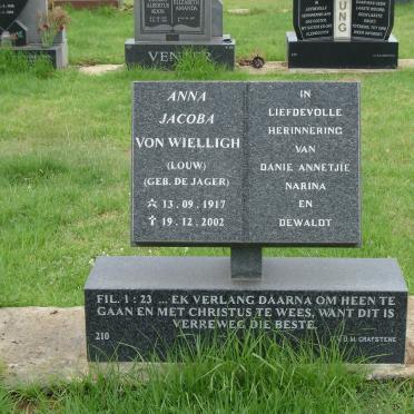 WIELLIGH Anna Jacoba, van der formerly LOUW nee DE JAGER 1917-2002