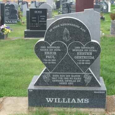 WILLIAMS Erich Paul 1922-2001 &amp; Hester Getruida 1924-2003