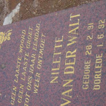 WALT NIlette VAN DER