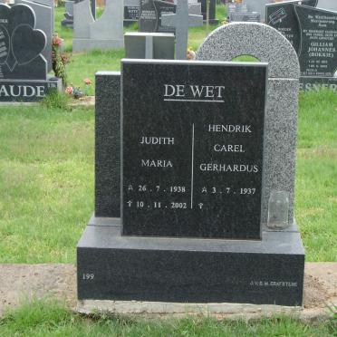 WET Hendrik carel Gerhardus 1937-  &amp; Judith Maria 1938-2002