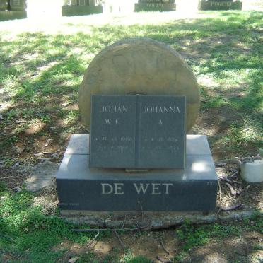 WET Johan W.G., de 1909-1987 &amp; Johanna Anna 1906-1988
