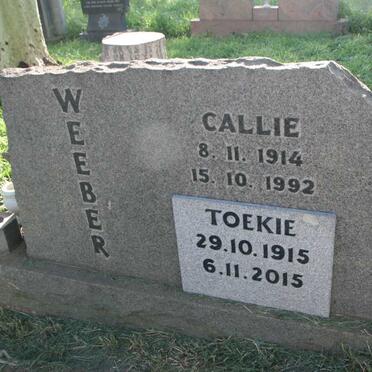 WEEBER Callie 1914-1992 & Toekie 1915-2015