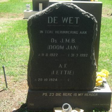 WET J.M.B, de 1922-1992 &amp; A.F. 1924-