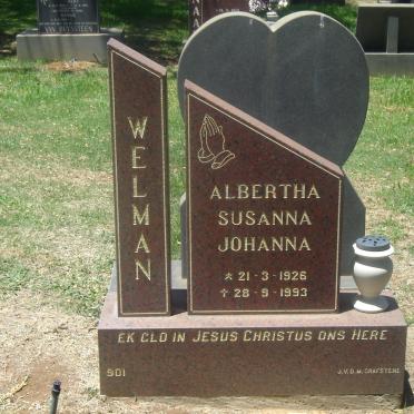 WELMAN Albertha Susanna Johanna 1926-1993