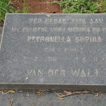 WALT Petronella Sophia, van der 191?-1981