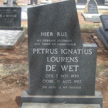 WET Petrus Ignatius Lourens, de 1920-1982