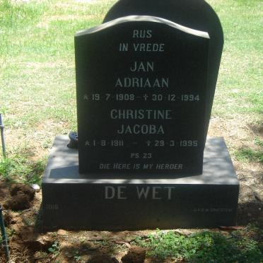 WET Jan Adriaan, de 1908-1994 &amp; Christine Jacoba 1911-1995