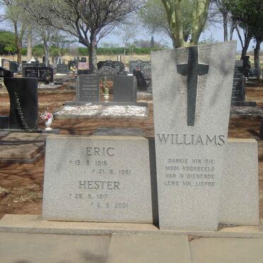 WILLIAMS Eric 1916-1981 &amp; Hester 1917-2001