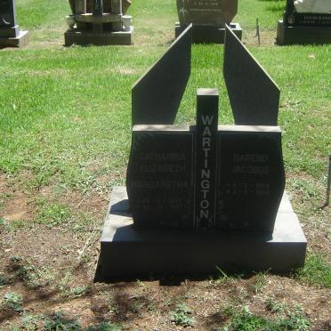 WARTINGTON Baren Jacobus 1905-1994 &amp; Catharina Elizabeth 1907-1991