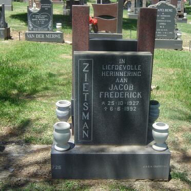 ZIETSMAN Jacob Frederick 1927-1992