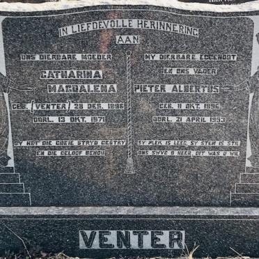 VENTER Pieter Albertus 1896-1953 &amp; Catharina Magdalena VENTER 1896-1971