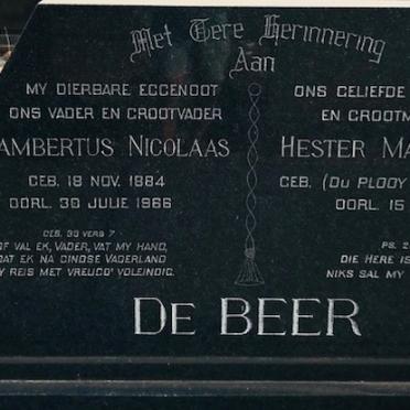 BEER Lambertus Nicolaas, de 1884-1966 &amp; Hester Magdelena DU PLOOY 1897-1973