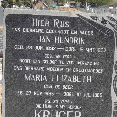 KRUGER Jan Hendrik 1892-1932 &amp; Maria Elizabeth DE BEER 1895-1965