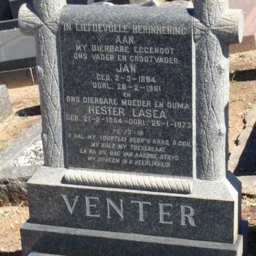 VENTER Jan 1884-1961 &amp; Hester Lasea 1884-1973
