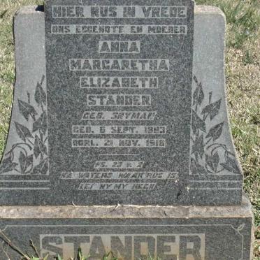 STANDER Anna Margaretha Elizabeth nee SNYMAN 1883-1918