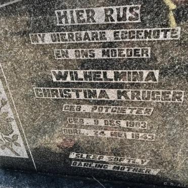 KRUGER Wilhelmina Christina nee POTGIETER 1903-1943