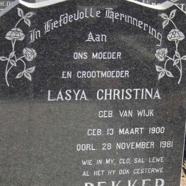 BEKKER Lasya Christina 1900-1981