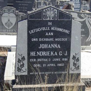 PREEZ Johanna Hendrieka G.J., du  nee BOTHA 1881-1962