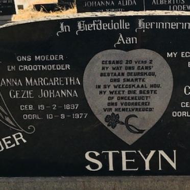 STEYN Petrus Christiaan 1896-1974 &amp; Anna Margaretha Gezie Johanna 1897-1977