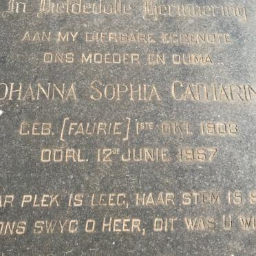 KRUGER Johanna Sophia Catharina nee FAURIE 1903-19?7