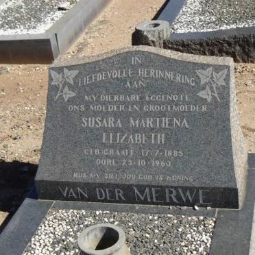 MERWE Susara Martiena Elizabeth, van der  nee GRAAFF 1885-1960