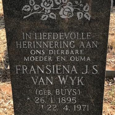 WYK Fransiena J.S., van nee BUYS 1895-1971