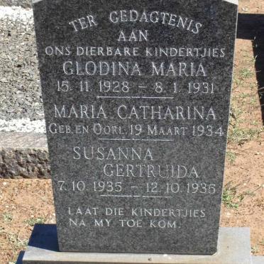PLESSIS Glodina Maria, du 1928-1931 :: DU PLESSIS Maria Catharina 1934-1934 :: DU PLESSIS Susanna Gertruida 1935-1935