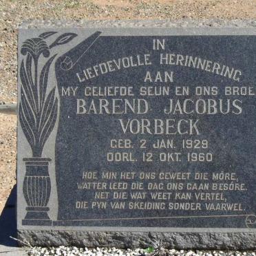 VORBECK Barend Jacobus 1928-1960