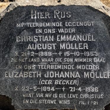 MOLLER Christian Emmanuel August 1889-1953 &amp; Elizabeth Johanna BECKER 1894-1986