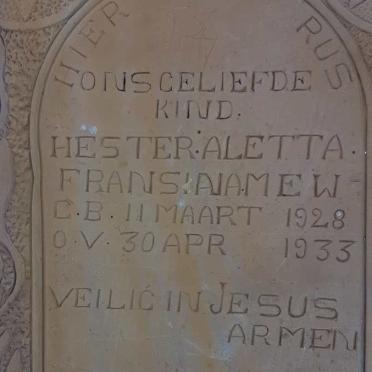 MEW Hester Aletta Fransina 1928-1933