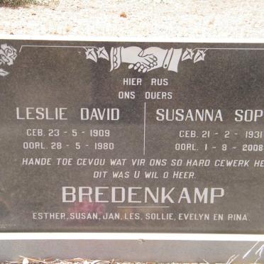 BREDENKAMP Leslie David 1909-1980 &amp; Susanna Sophia 1931-2008
