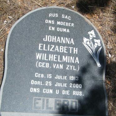 EILERD Johanna Elizabeth Wilhelmina nee VAN ZYL 1913-2000