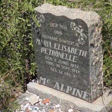 McALPINE Maria Elisabeth Petronelle 1932-1933