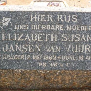 VUUREN Elizabeth Susanna, Jansen van  nee KRUGER 1862-1955