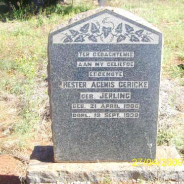 GERICKE Hester Agenis nee JERLING 1906-1930